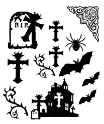 Halloween, gothic ,crosses,gravestones 110 x 180mm min buy 3